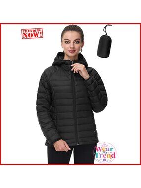 Women's Down Puffer Jacket Hooded Packable Winter Coat Quilted 700FP